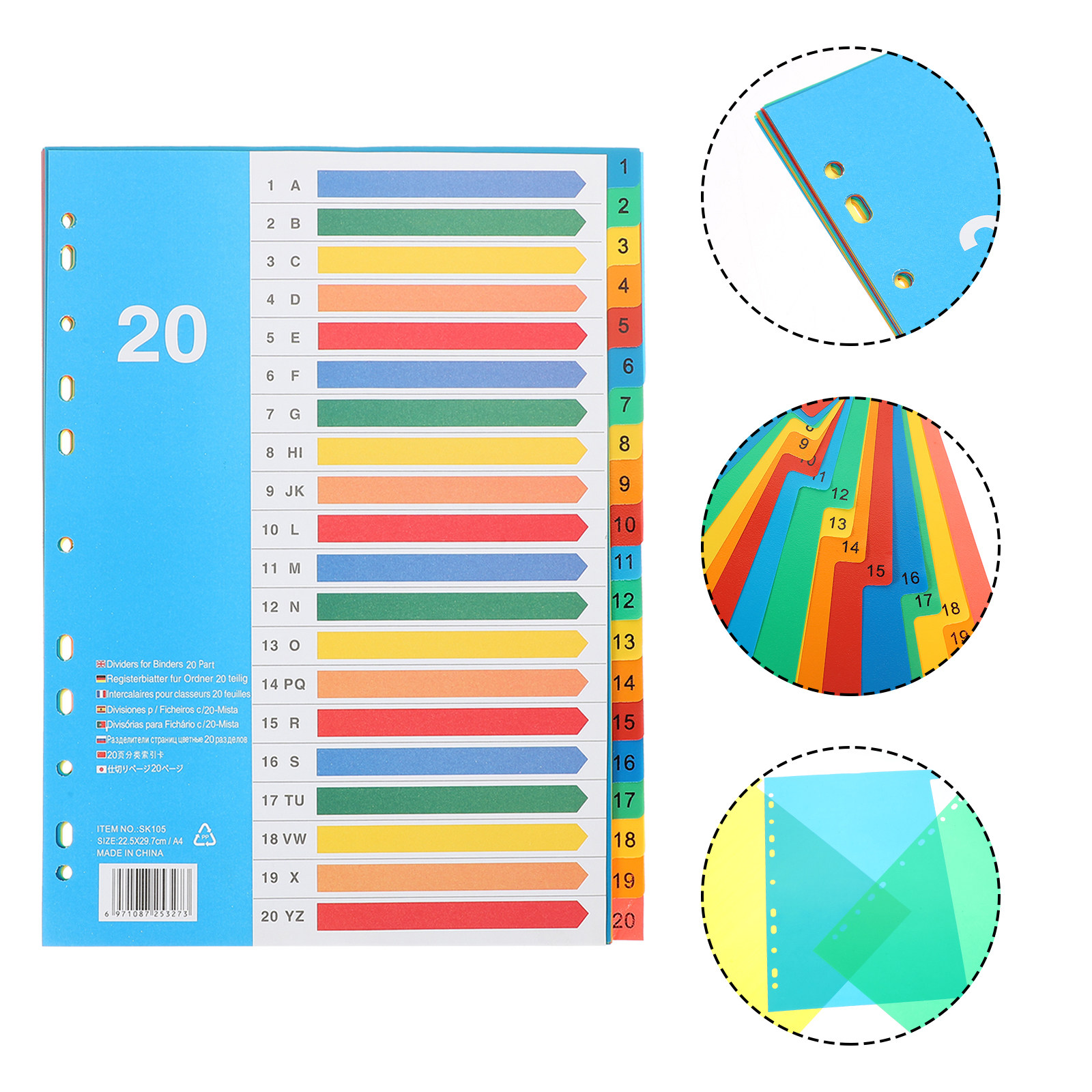 5Pcs Binder Dividers Colorful  - Tab Divider A4 ulasan dan harga