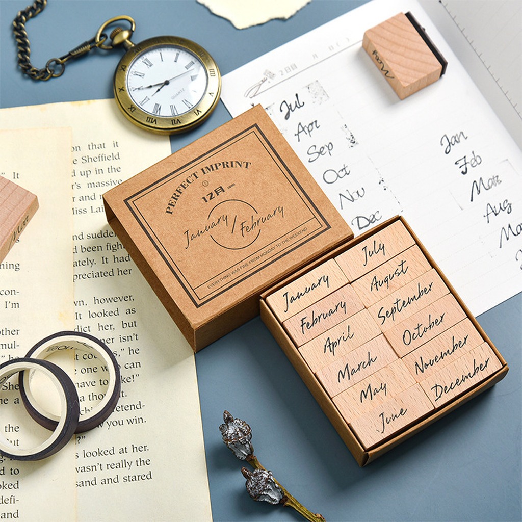Month Rubber Stamp Natural Woo - Rubber Date Stamp ulasan dan harga