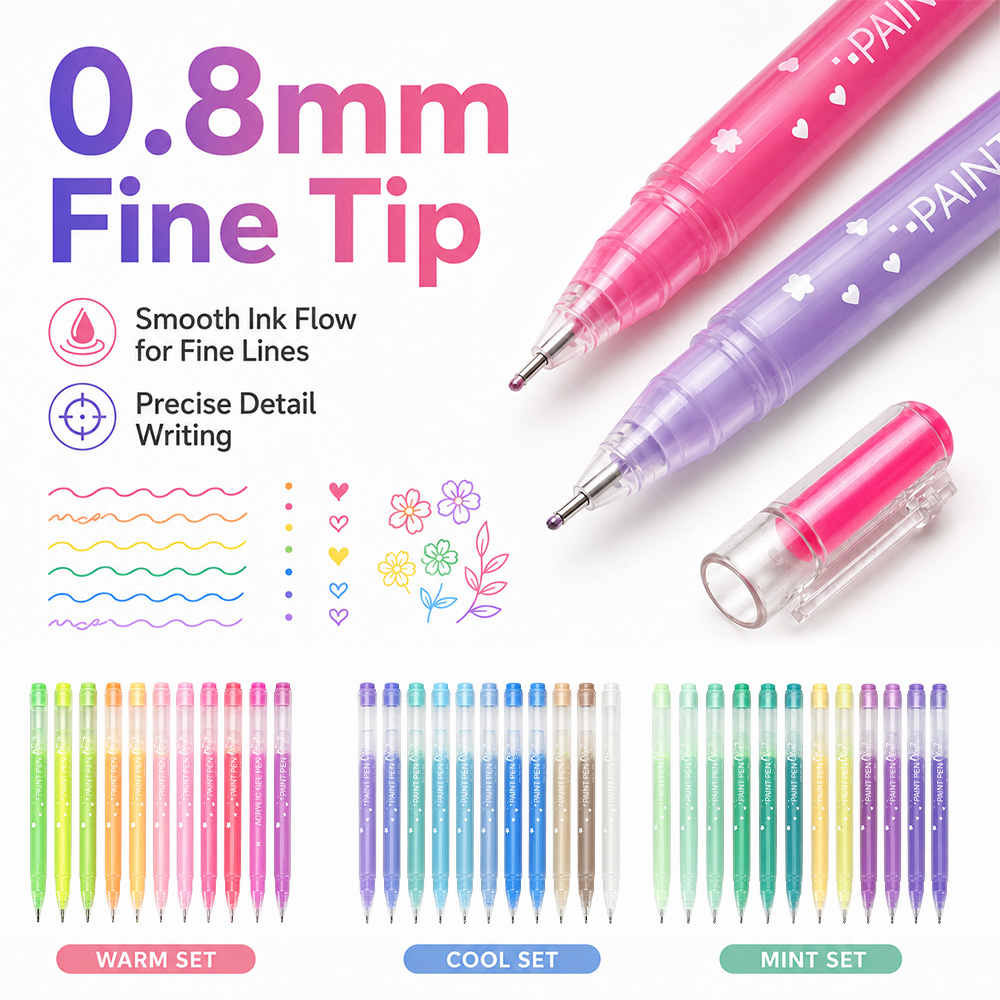 12 Colors Acrylic Gel Pens Set - Correction Pen Fine ulasan dan harga