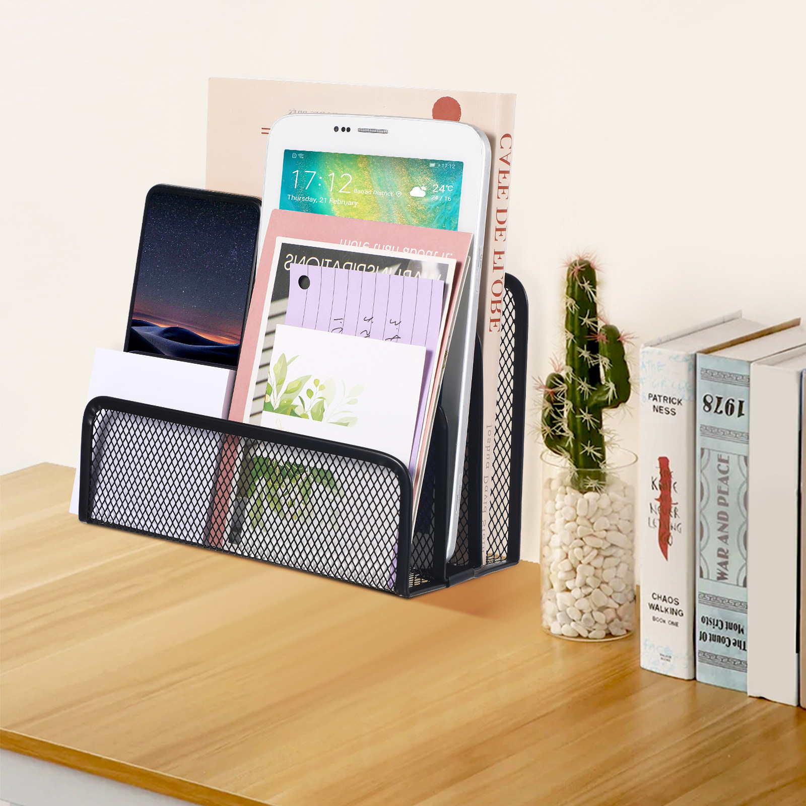 Three Compartment Metal Mesh D - Magazine Holder Rack ulasan dan harga