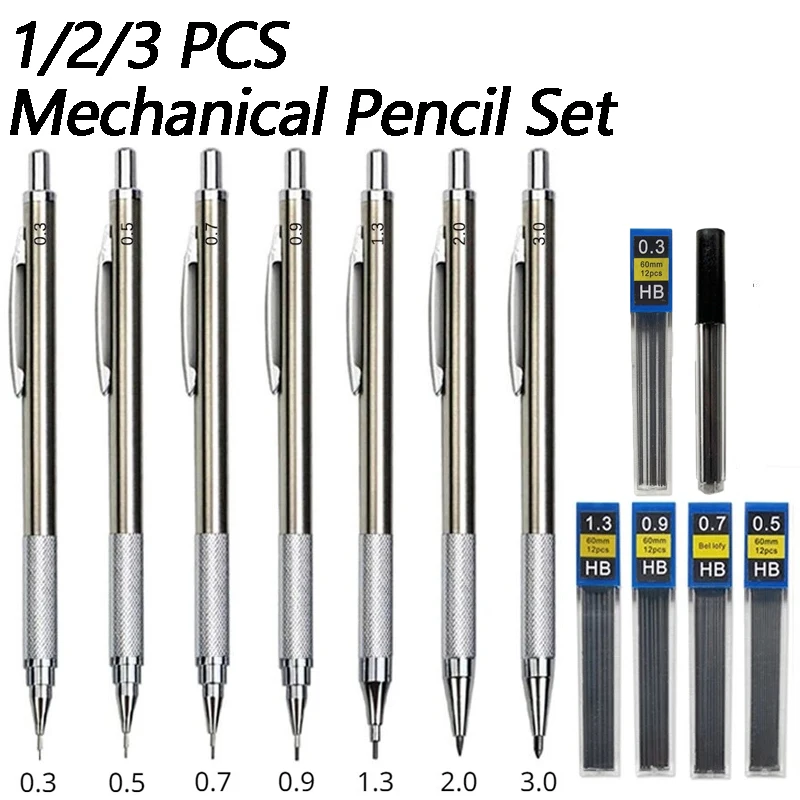 1/2/3 PCS Metal Drawing Pencil - Mechanical Pencil 0.3 ulasan dan harga